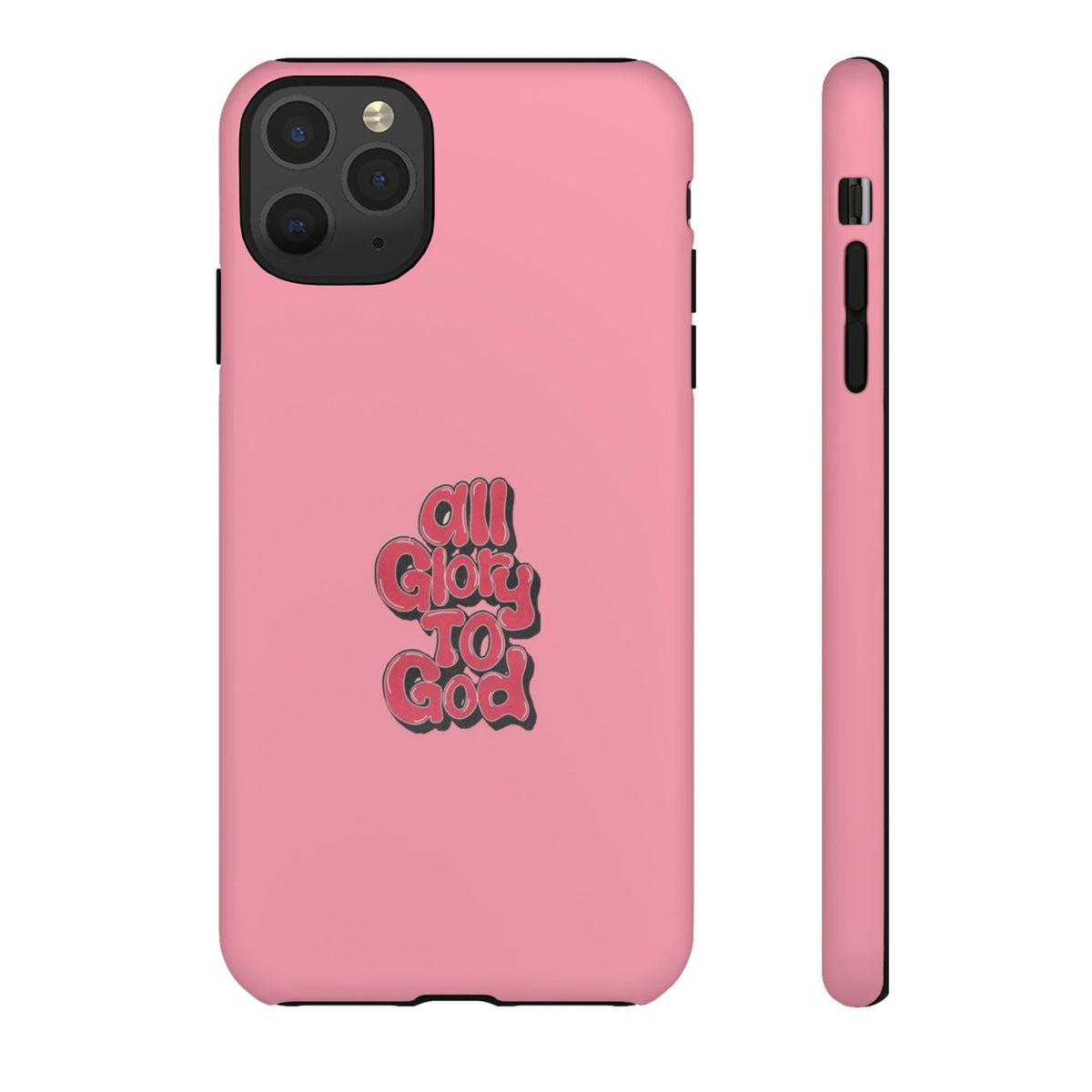 Christelijk telefoonhoesje Alle eer aan God roze mat