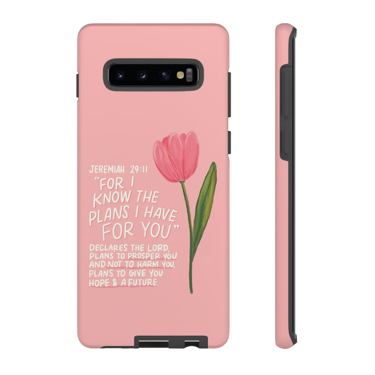 Christelijk telefoonhoesje Ik ken de plannen roze mat