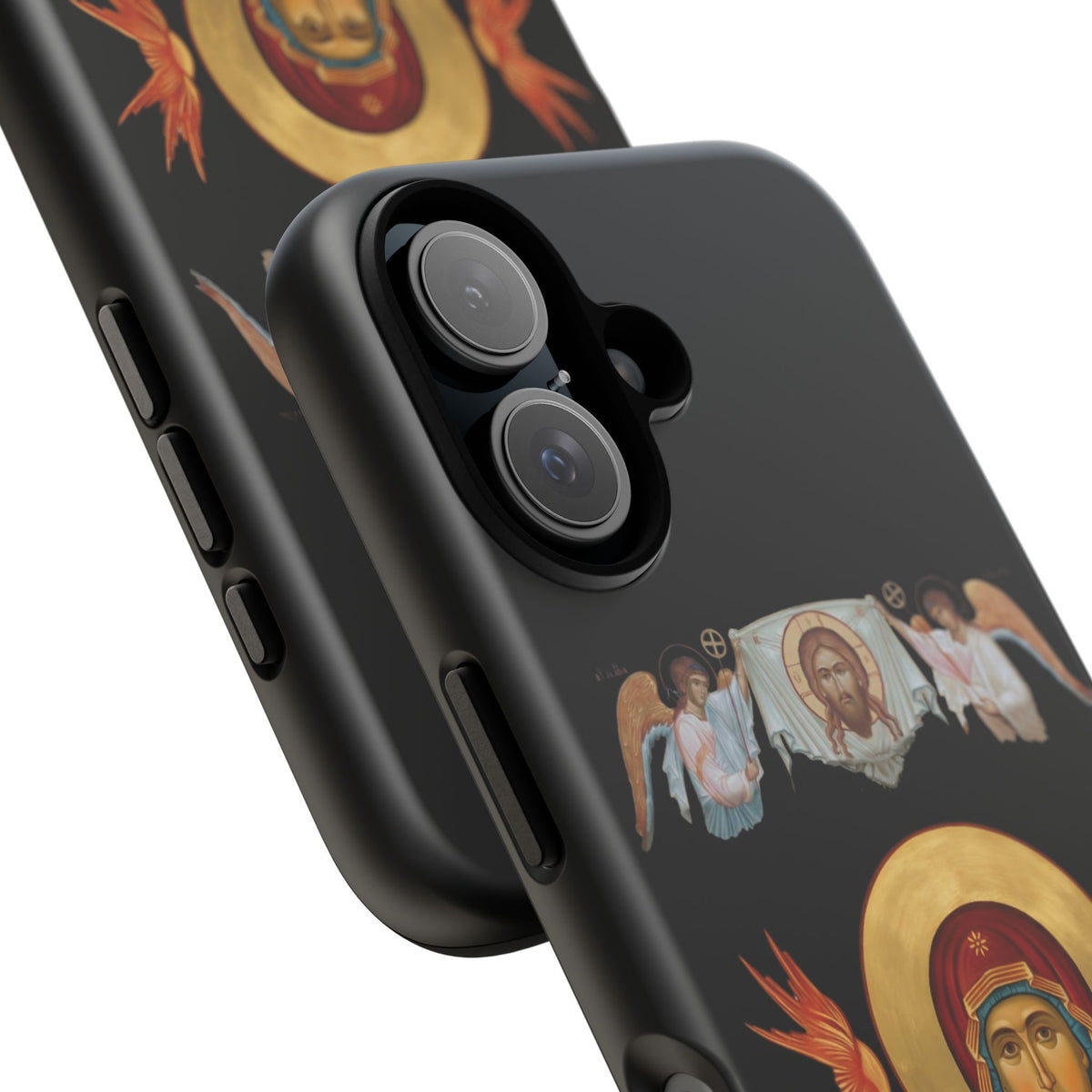 Christelijk telefoonhoesje De Heilige Maagd Maria zwart mat