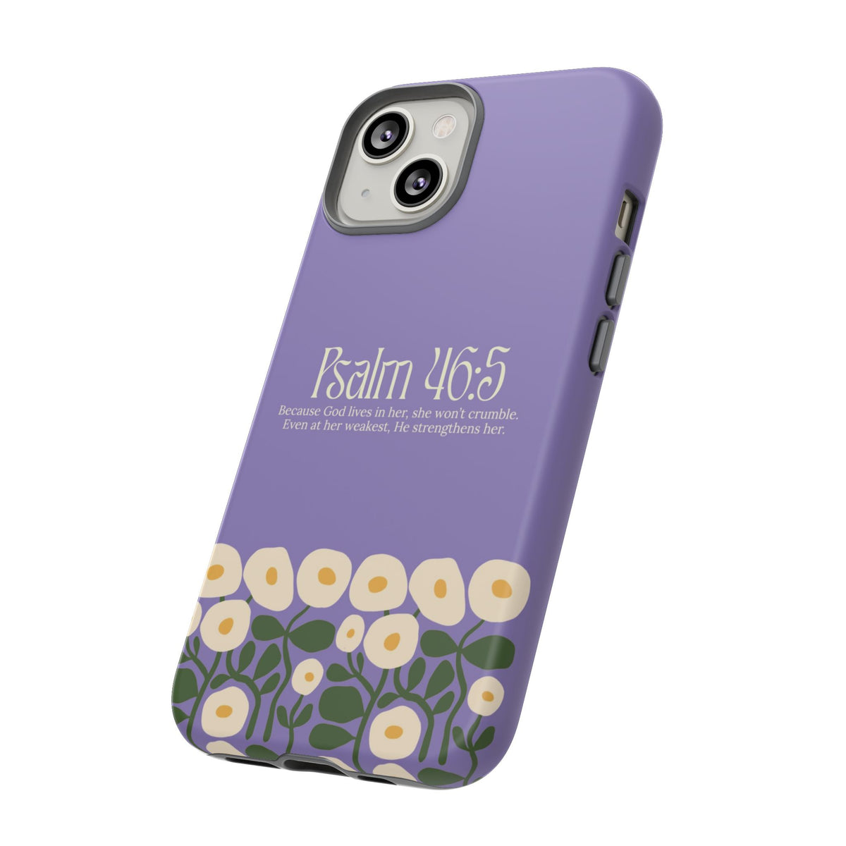 Christelijk telefoonhoesje God woont in haar lila mat