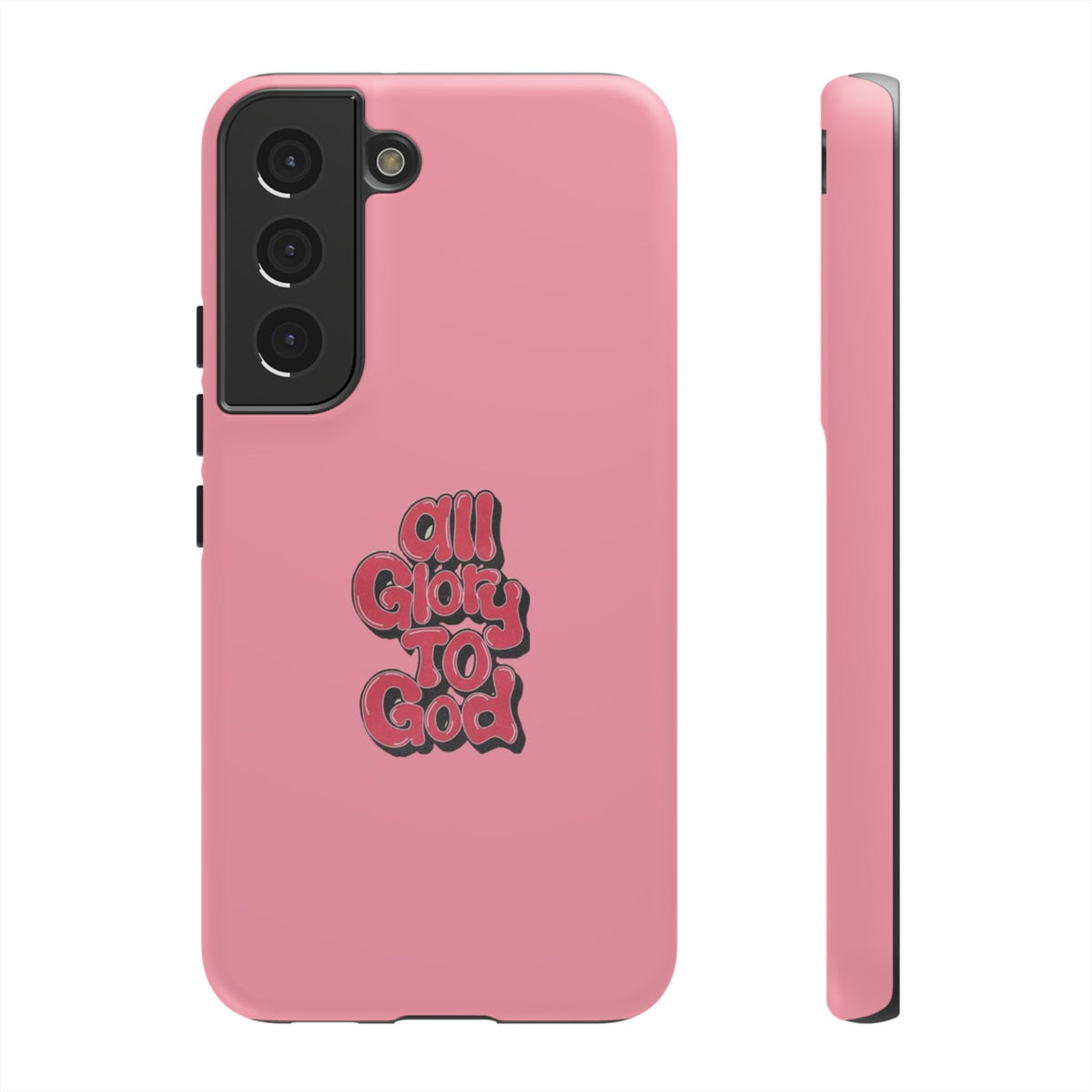 Christelijk telefoonhoesje Alle eer aan God roze mat