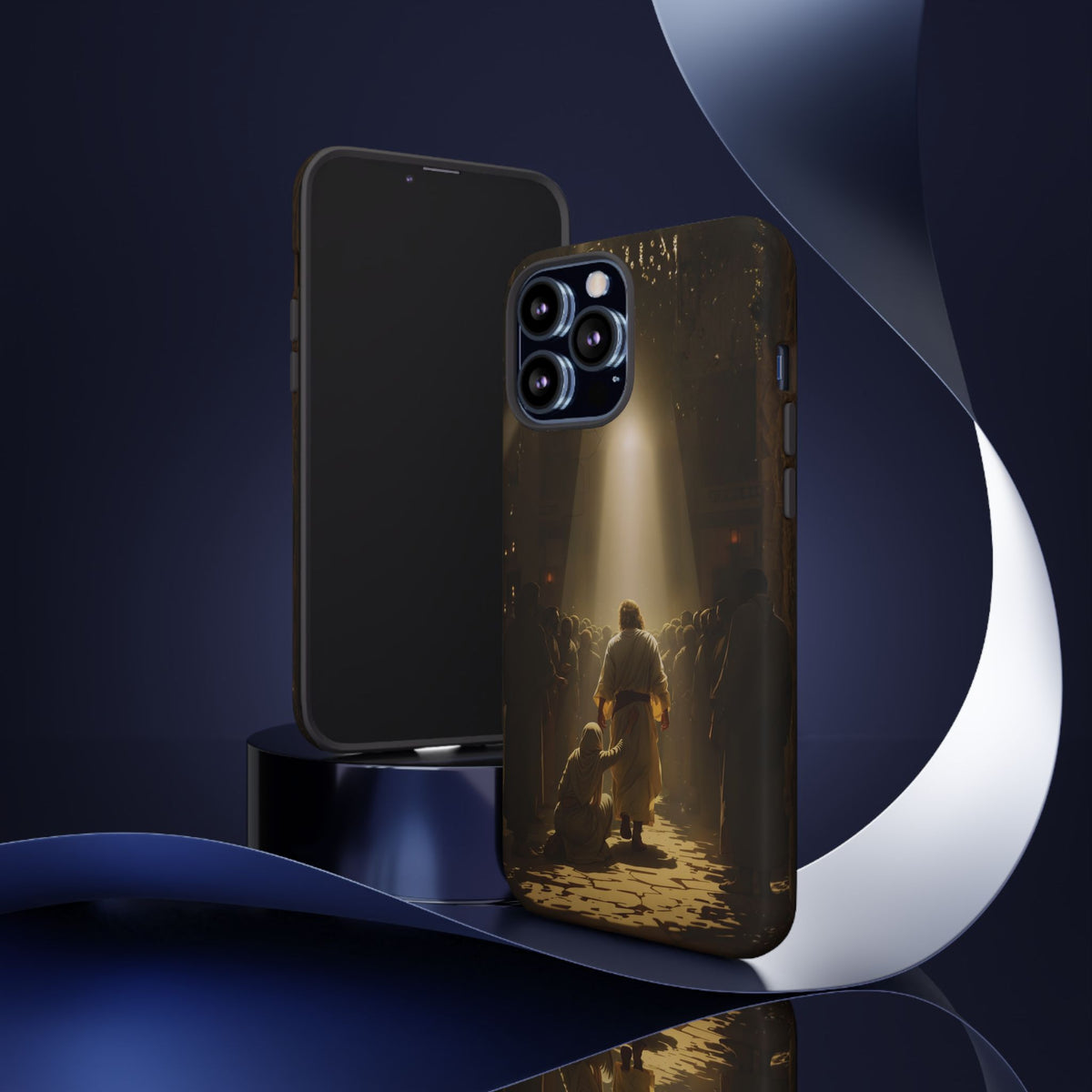 Christelijk telefoonhoesje Aangeraakt door geloof bruin mat