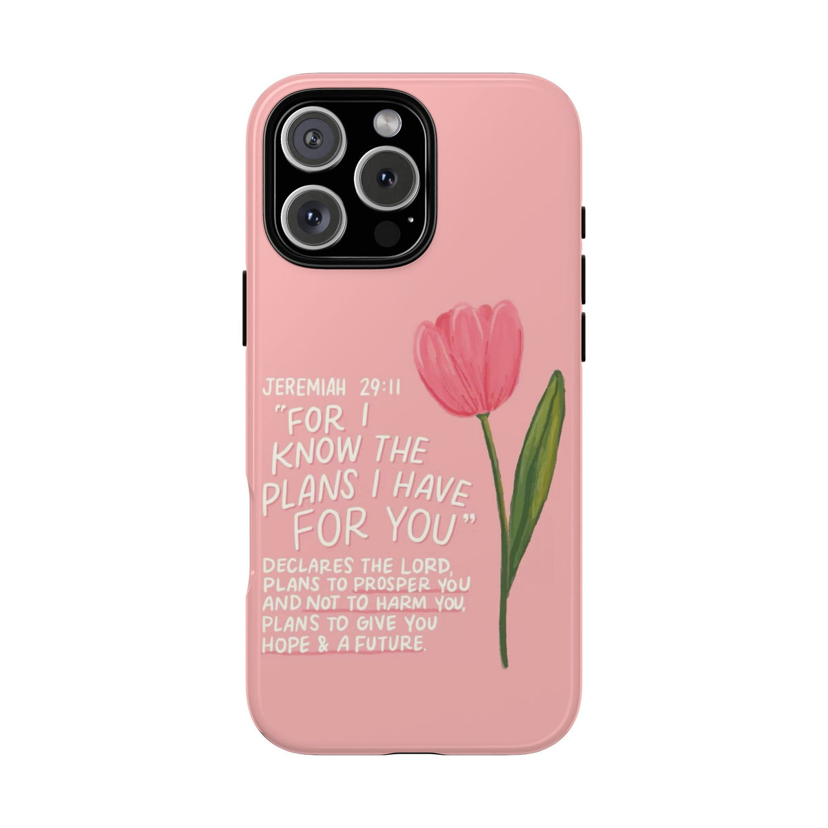 Christelijk telefoonhoesje Ik ken de plannen roze mat