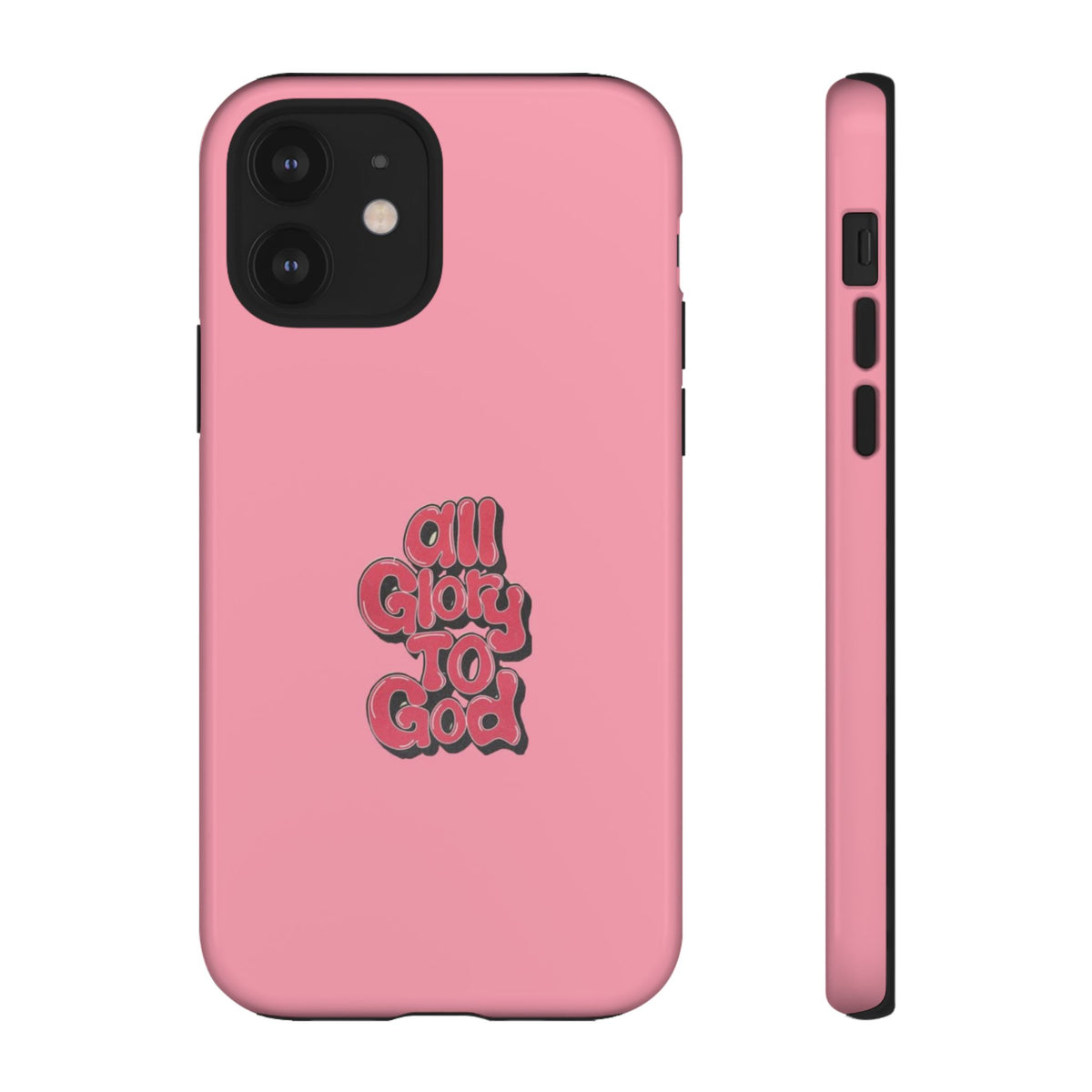 Christelijk telefoonhoesje Alle eer aan God roze mat