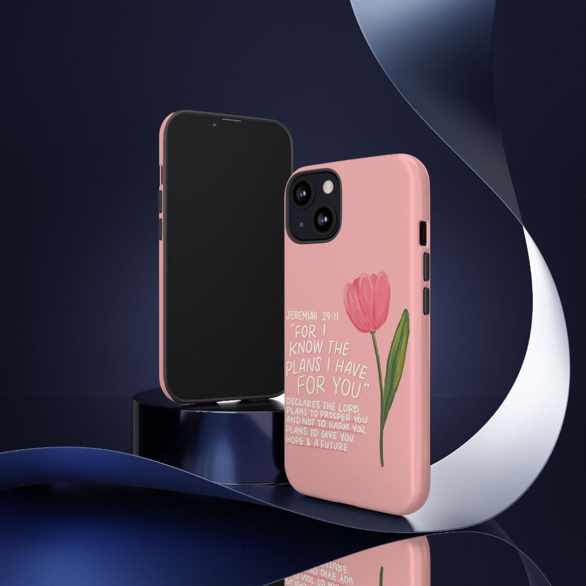 Christelijk telefoonhoesje Ik ken de plannen roze mat