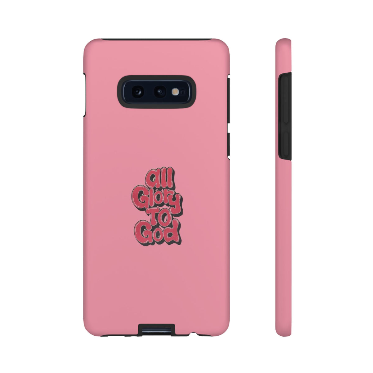 Christelijk telefoonhoesje Alle eer aan God roze mat