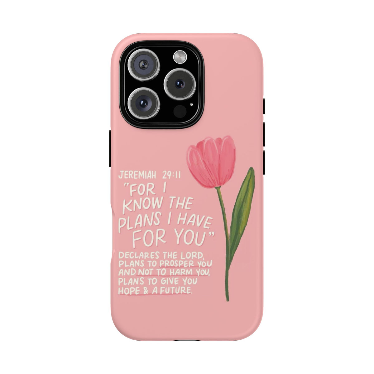 Christelijk telefoonhoesje Ik ken de plannen roze mat