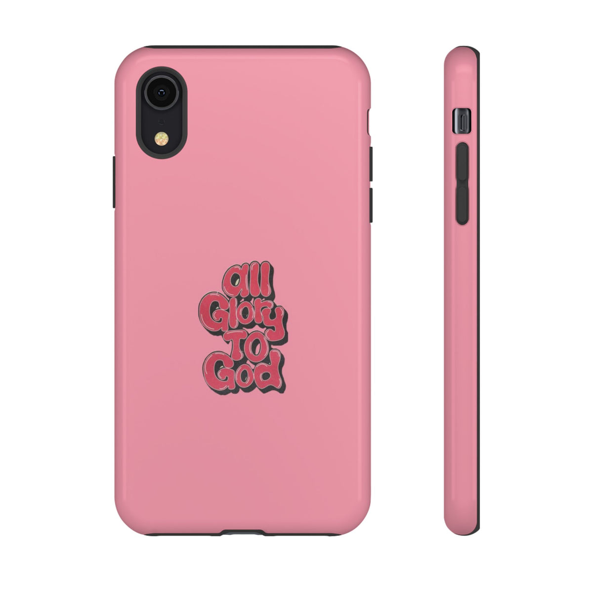 Christelijk telefoonhoesje Alle eer aan God roze mat