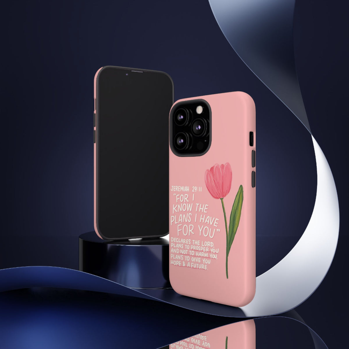 Christelijk telefoonhoesje Ik ken de plannen roze mat