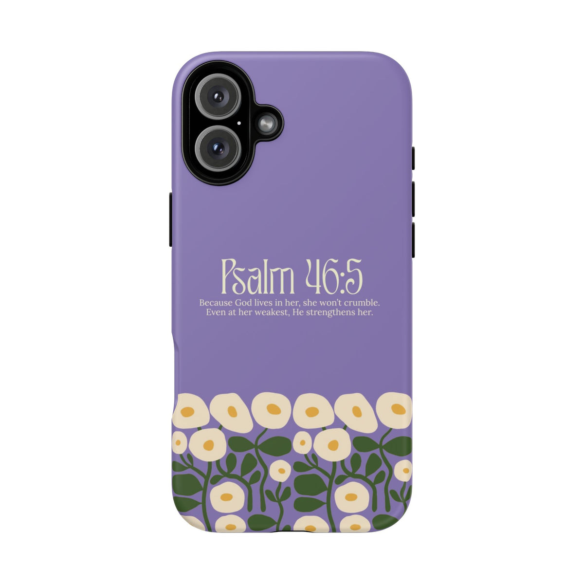 Christelijk telefoonhoesje God woont in haar lila mat