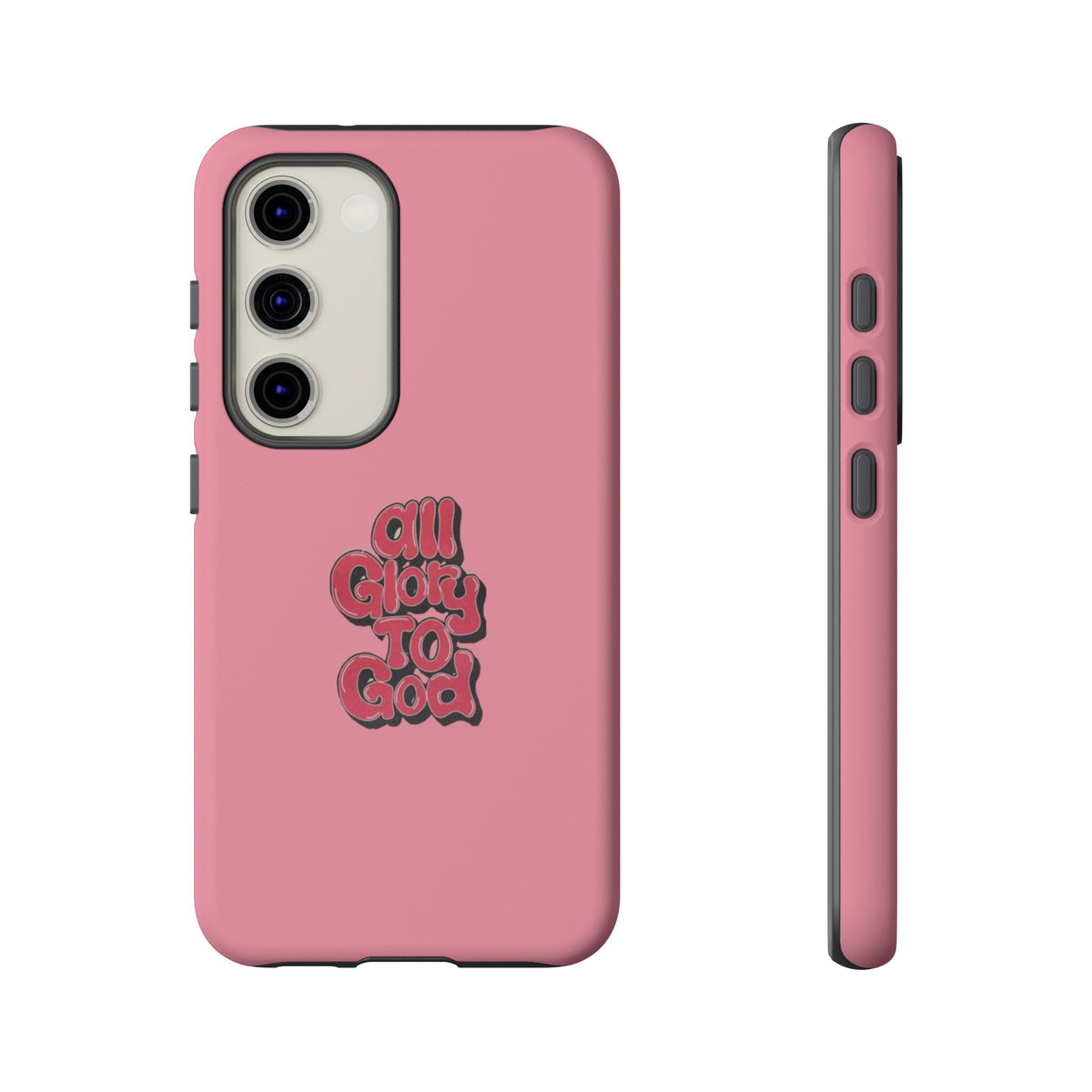 Christelijk telefoonhoesje Alle eer aan God roze mat