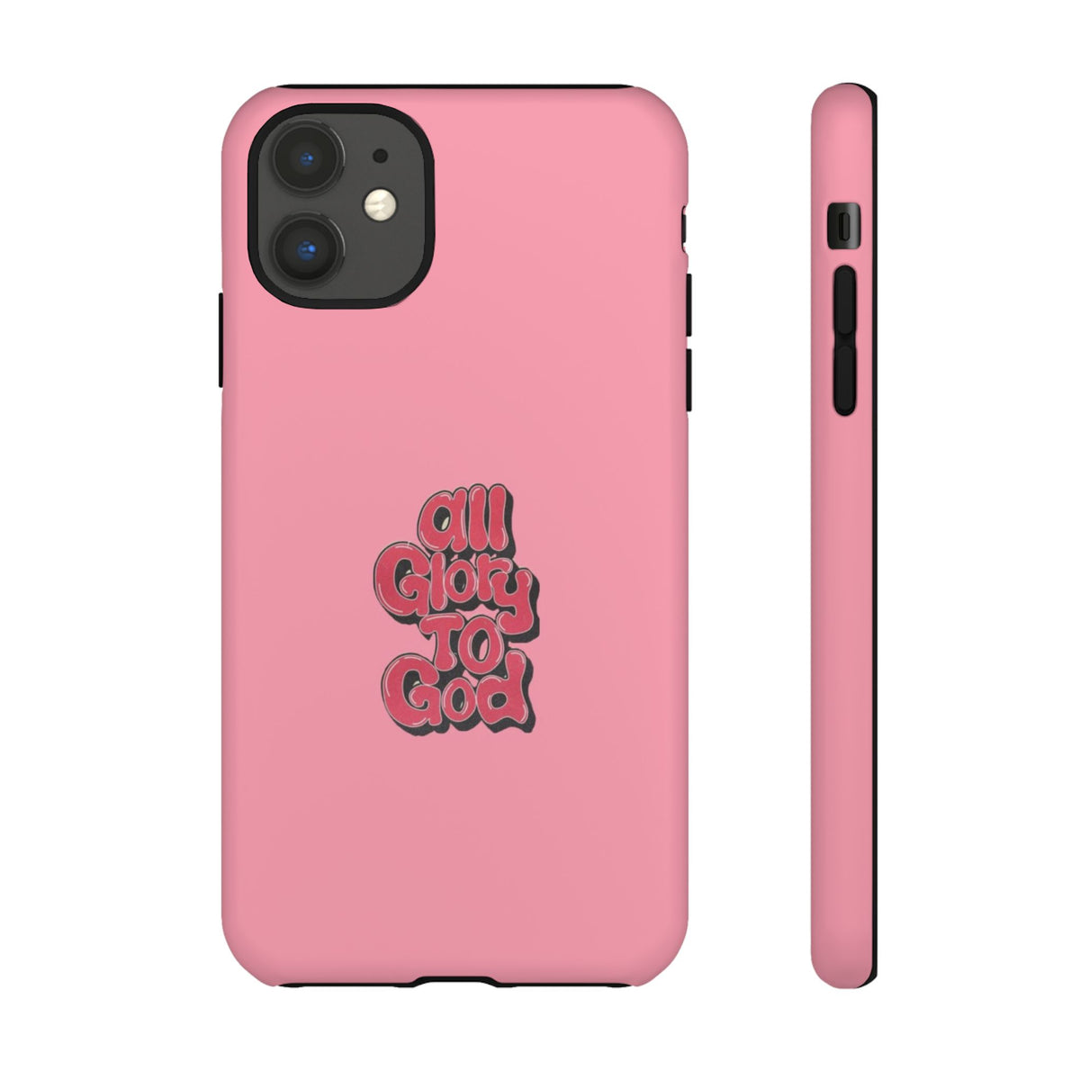 Christelijk telefoonhoesje Alle eer aan God roze mat