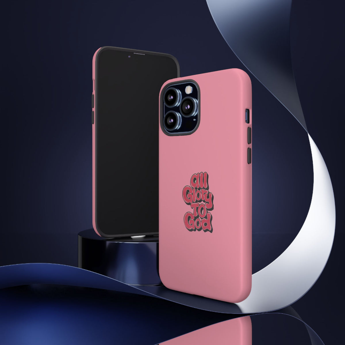 Christelijk telefoonhoesje Alle eer aan God roze mat