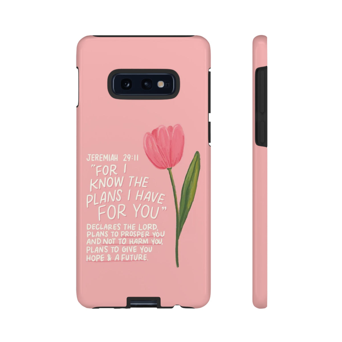 Christelijk telefoonhoesje Ik ken de plannen roze mat