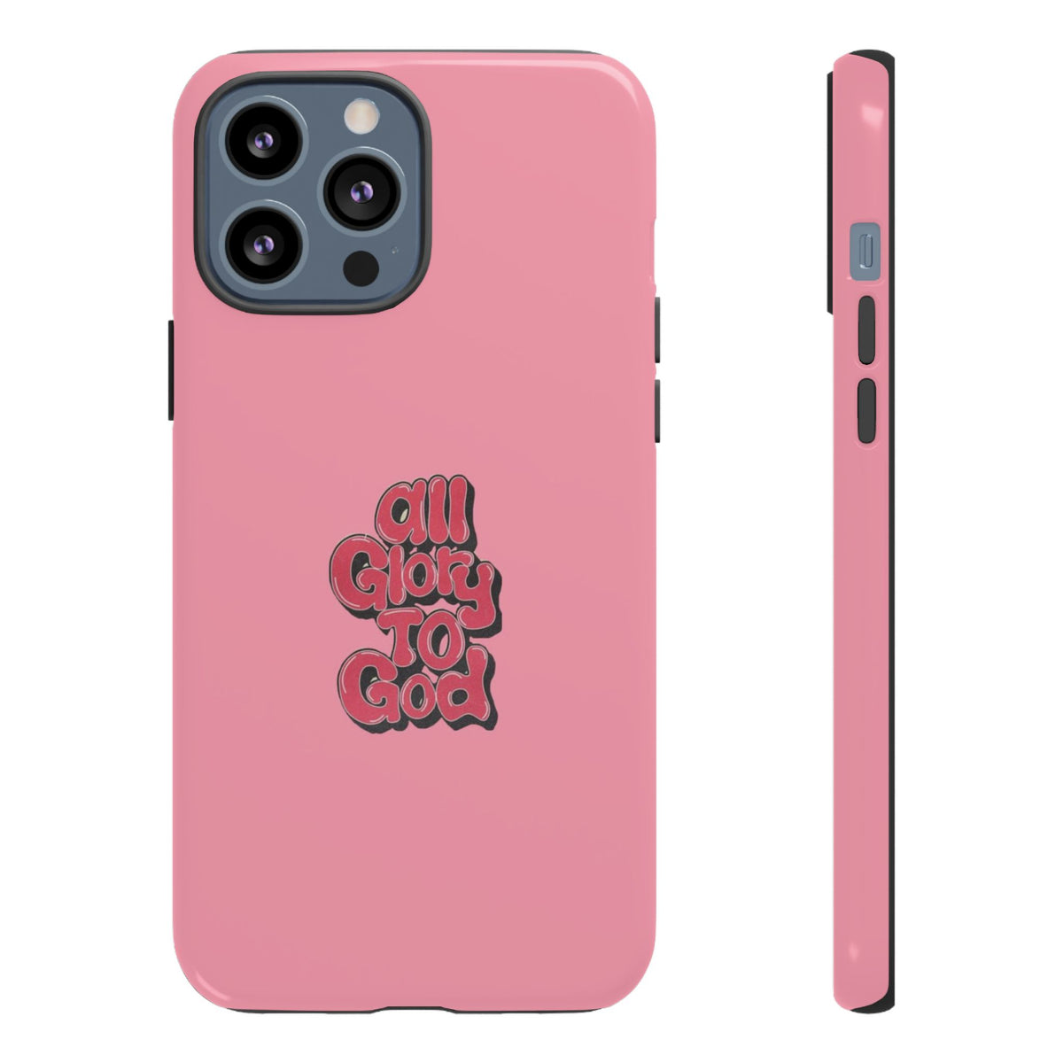 Christelijk telefoonhoesje Alle eer aan God roze mat
