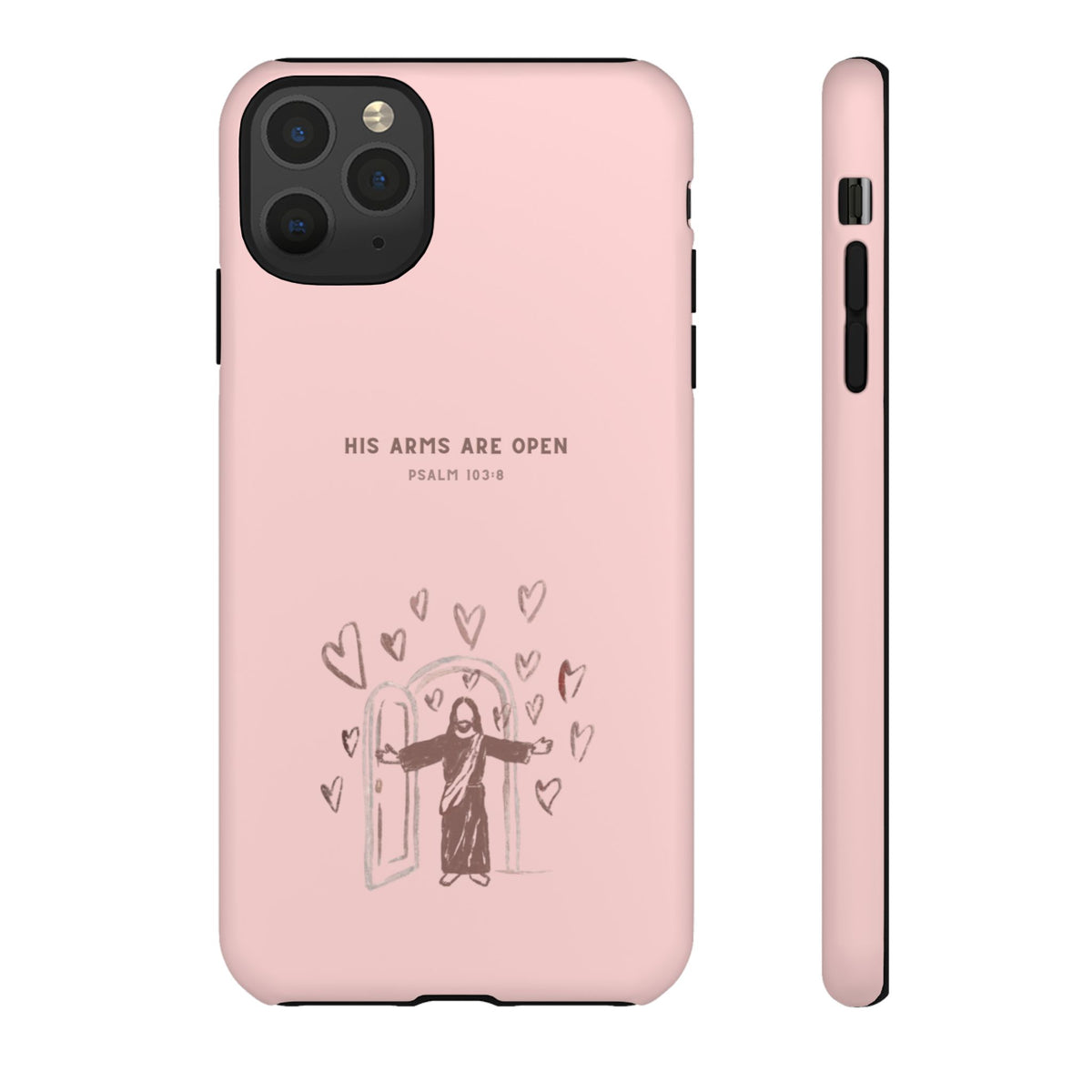 Christelijk telefoonhoesje Zijn armen staan open roze mat