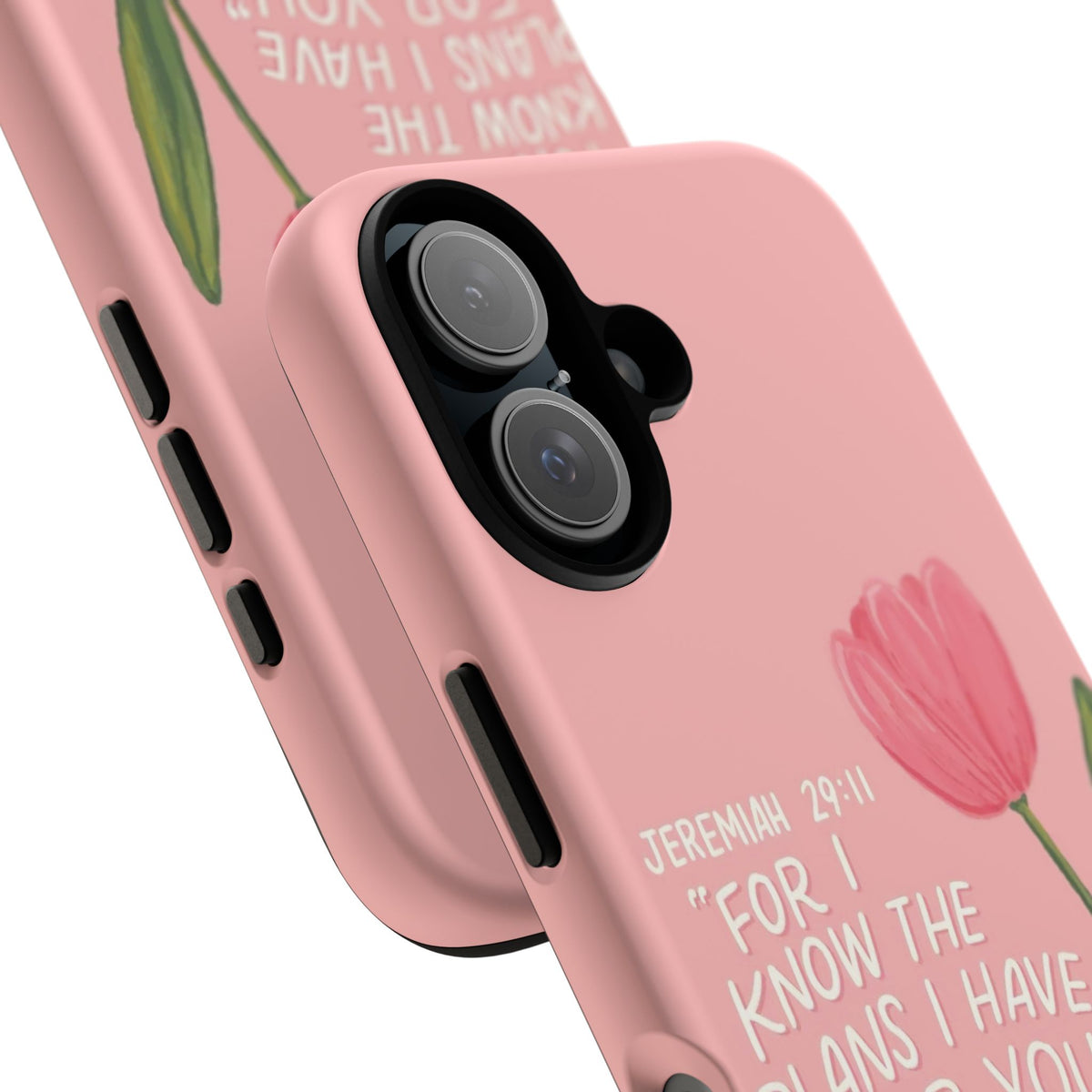 Christelijk telefoonhoesje Ik ken de plannen roze mat