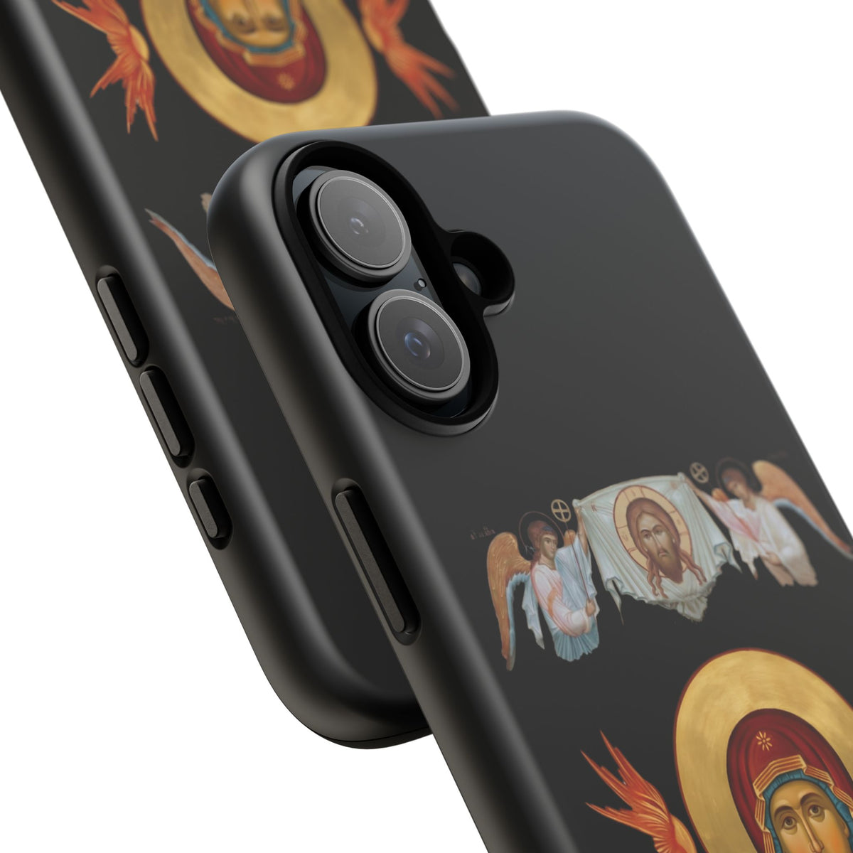 Christelijk telefoonhoesje De Heilige Maagd Maria zwart mat