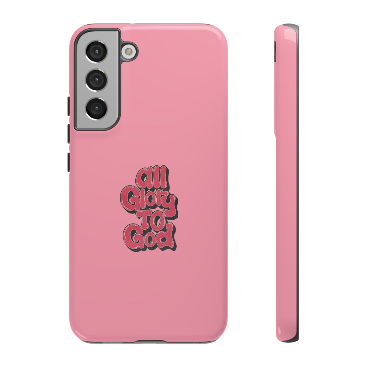 Christelijk telefoonhoesje Alle eer aan God roze mat