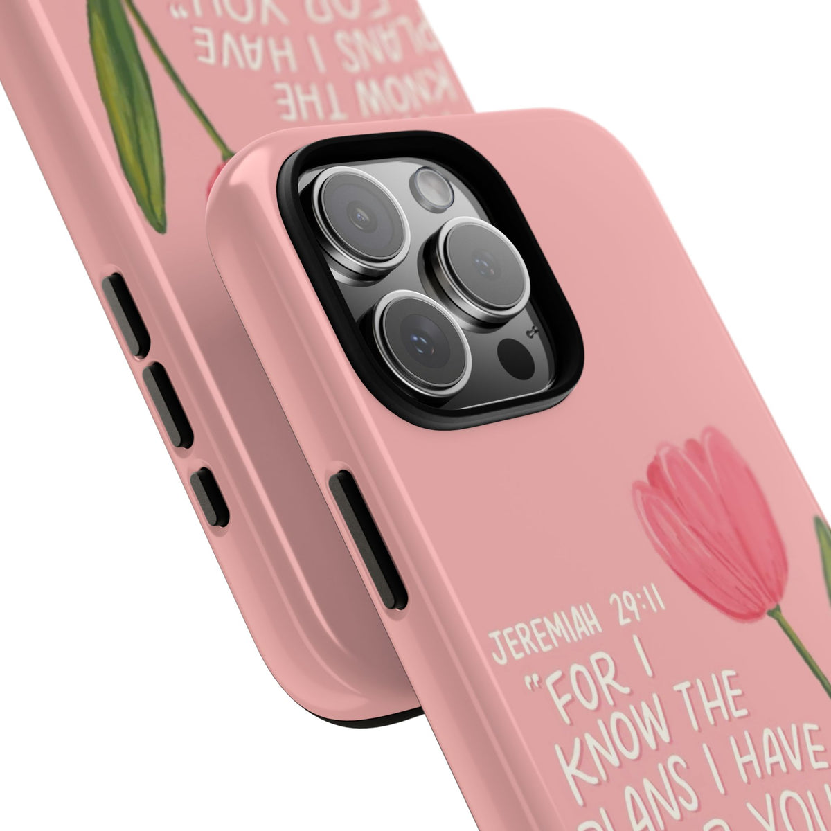 Christelijk telefoonhoesje Ik ken de plannen roze mat