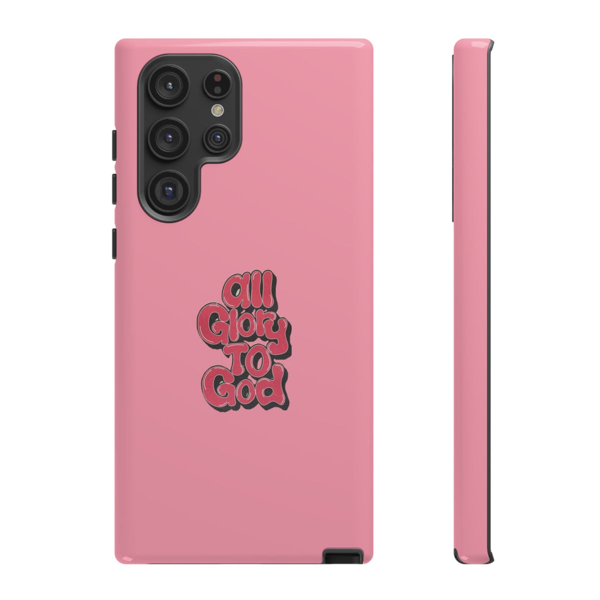 Christelijk telefoonhoesje Alle eer aan God roze mat