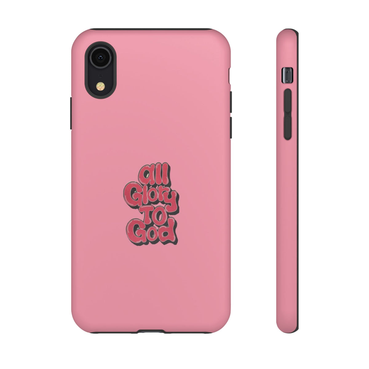 Christelijk telefoonhoesje Alle eer aan God roze mat