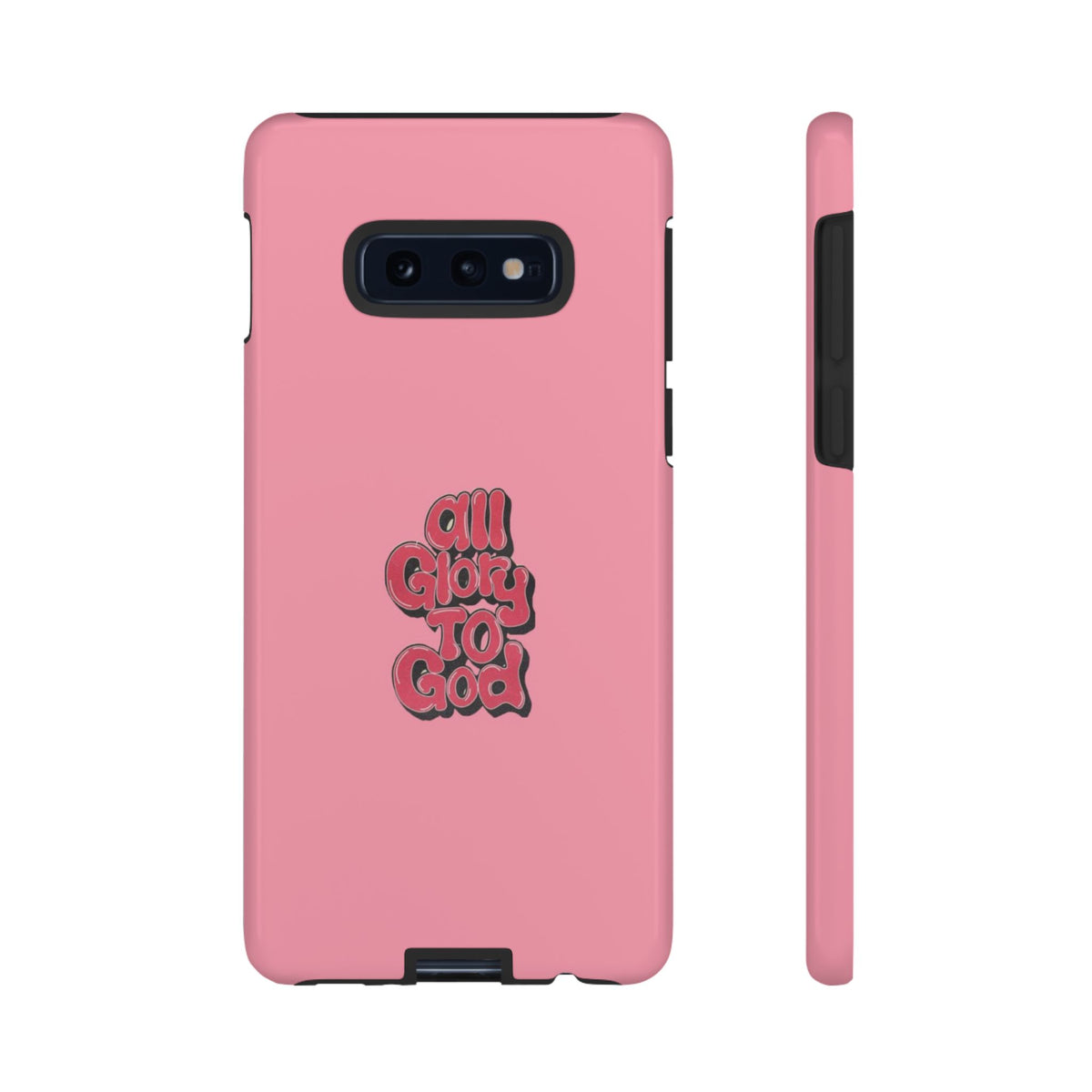 Christelijk telefoonhoesje Alle eer aan God roze mat