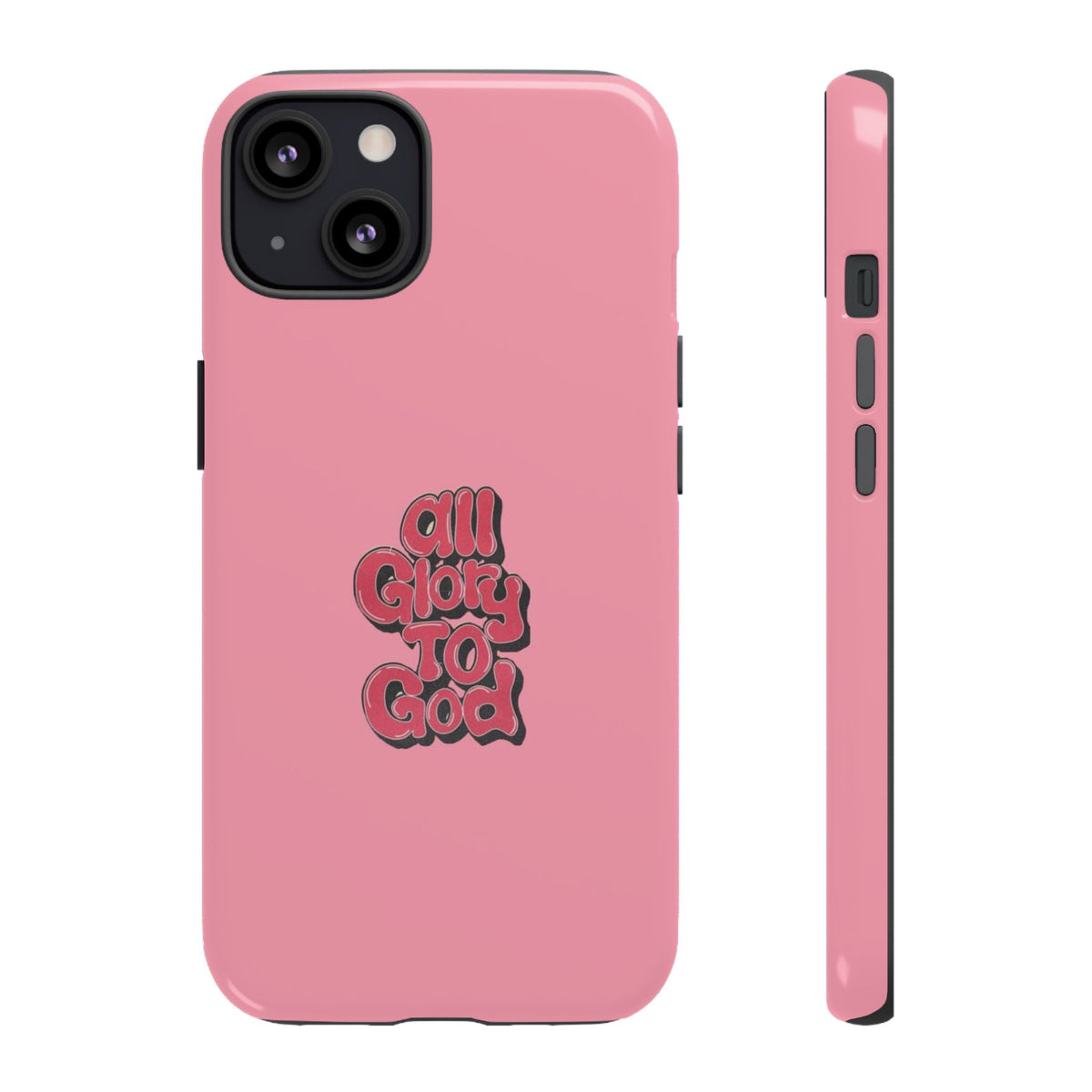 Christelijk telefoonhoesje Alle eer aan God roze mat