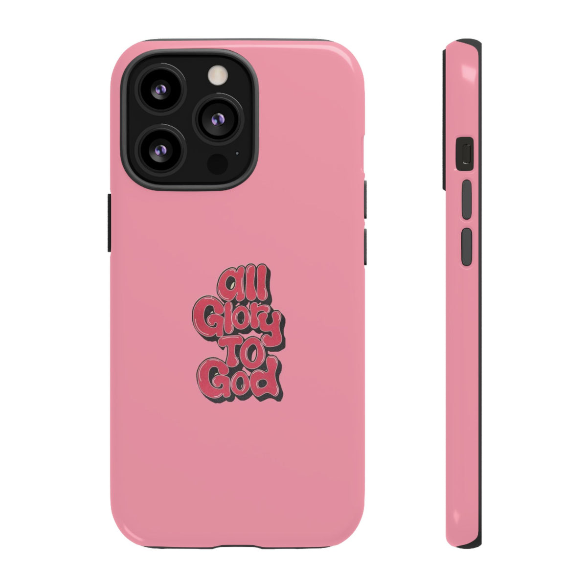 Christelijk telefoonhoesje Alle eer aan God roze mat