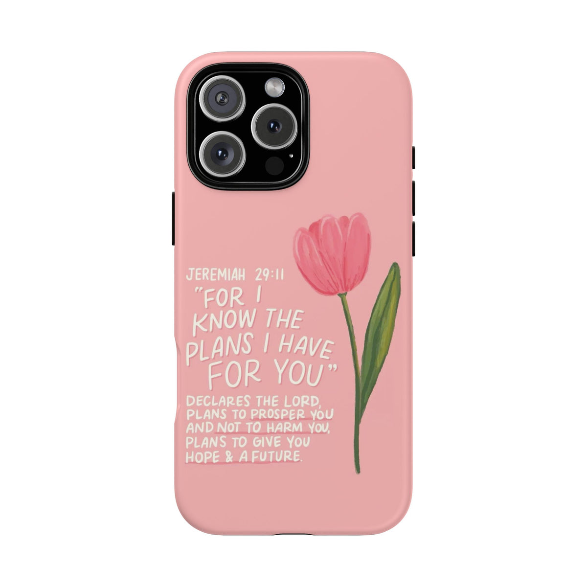 Christelijk telefoonhoesje Ik ken de plannen roze mat