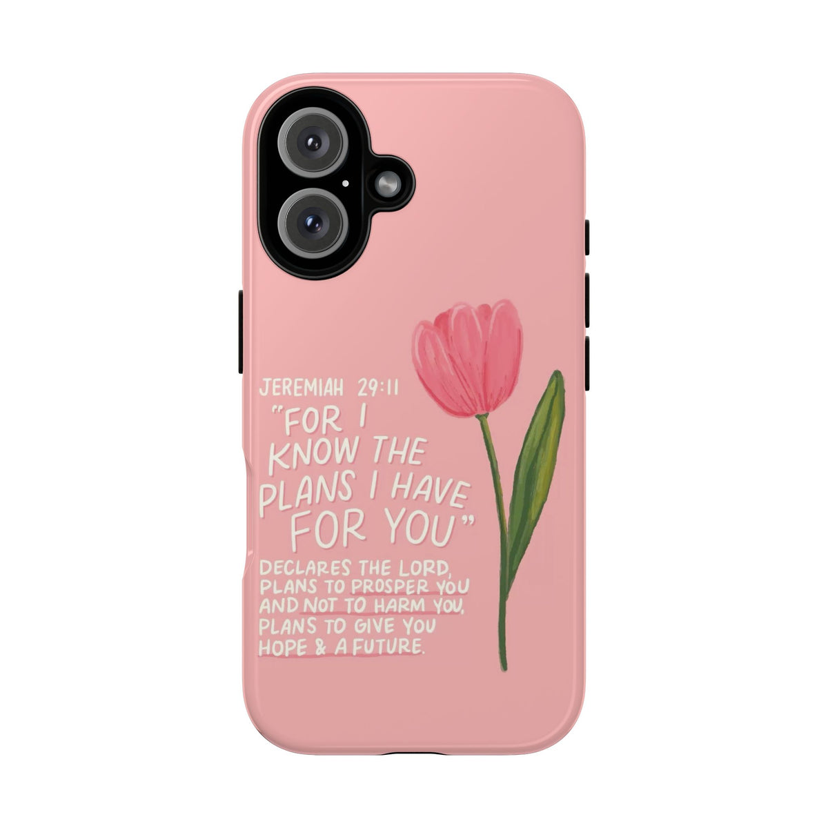 Christelijk telefoonhoesje Ik ken de plannen roze mat