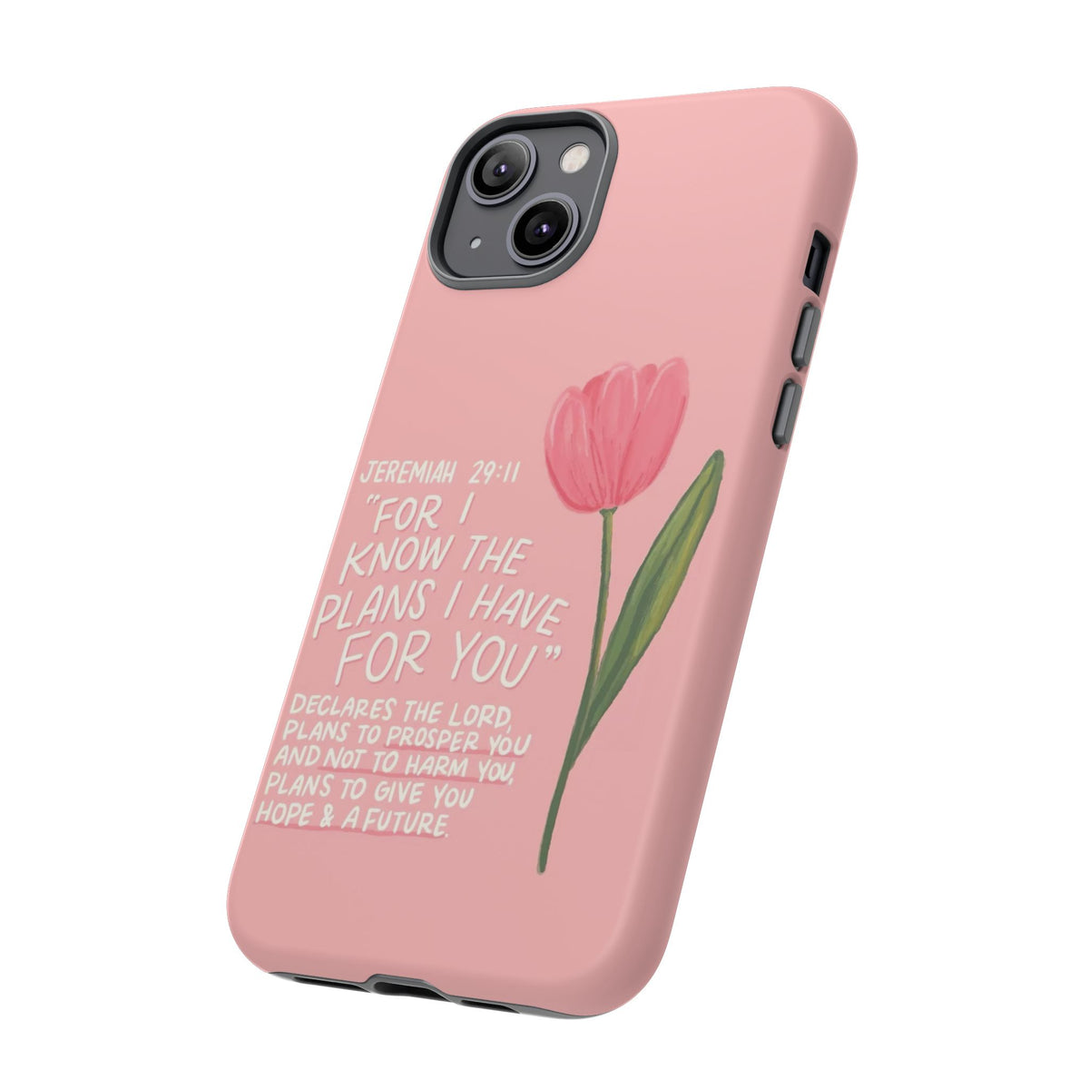 Christelijk telefoonhoesje Ik ken de plannen roze mat