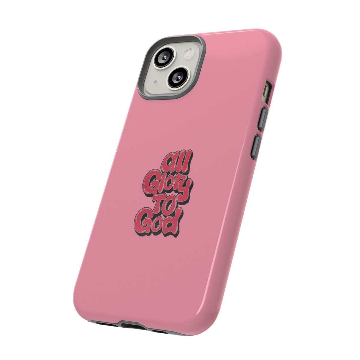 Christelijk telefoonhoesje Alle eer aan God roze mat