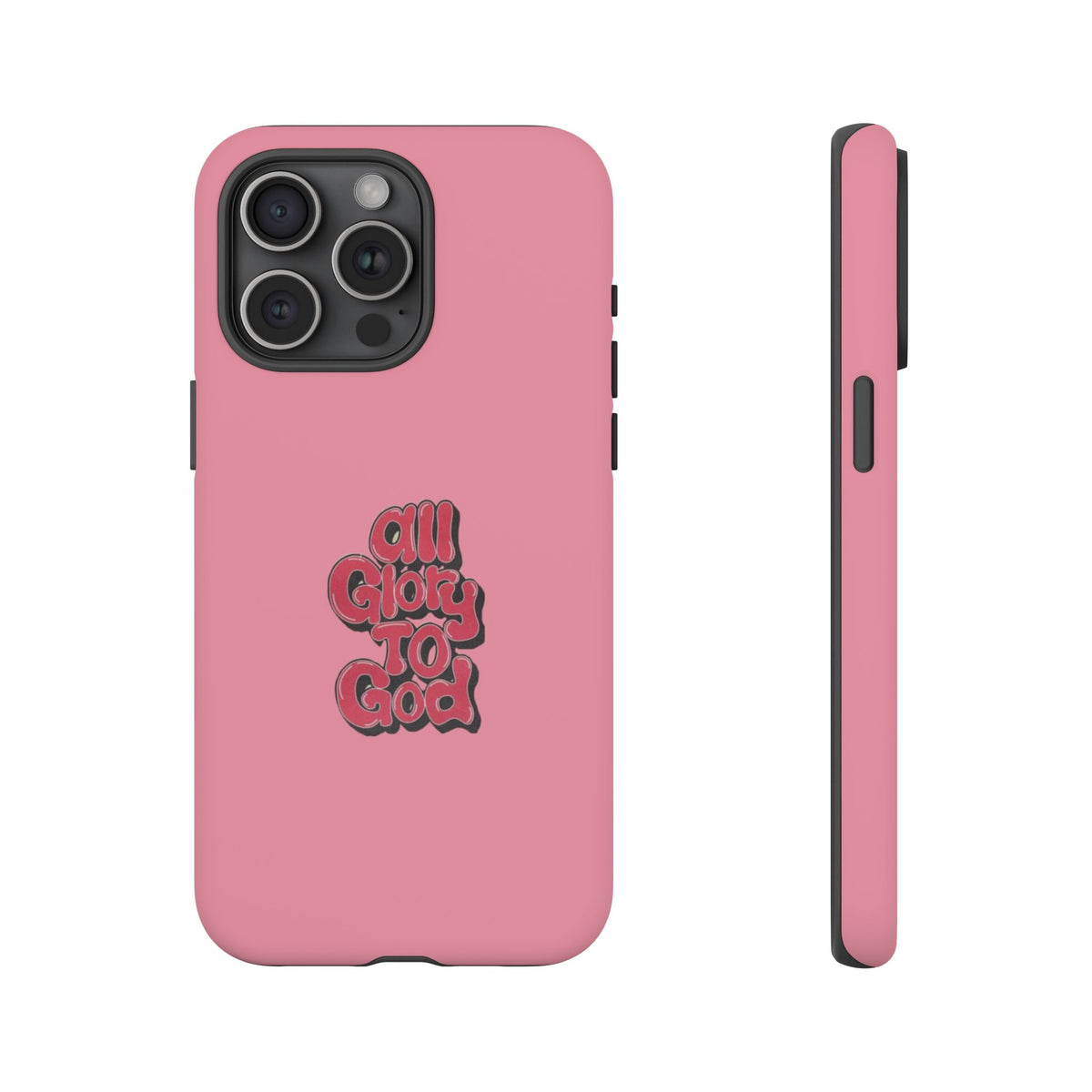 Christelijk telefoonhoesje Alle eer aan God roze mat