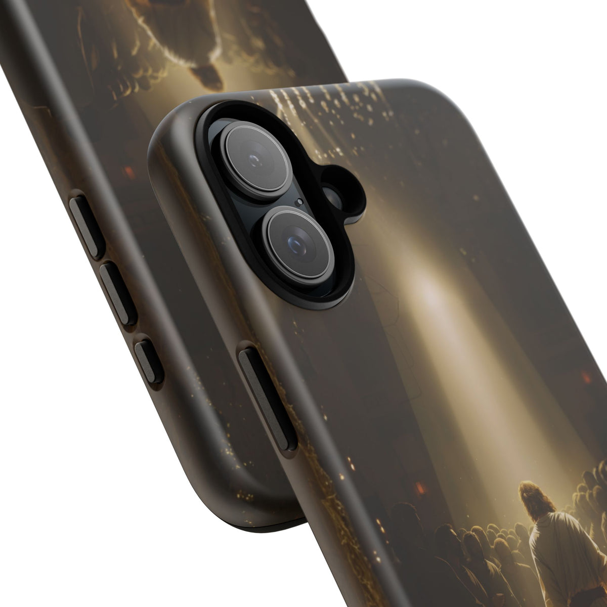 Christelijk telefoonhoesje Aangeraakt door geloof bruin mat
