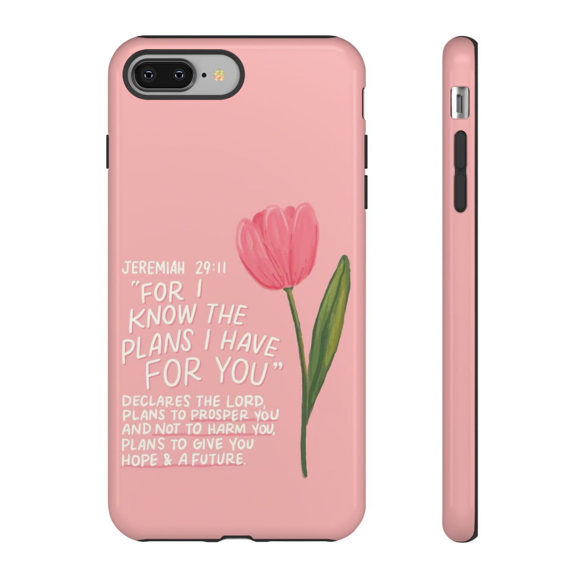 Christelijk telefoonhoesje Ik ken de plannen roze mat