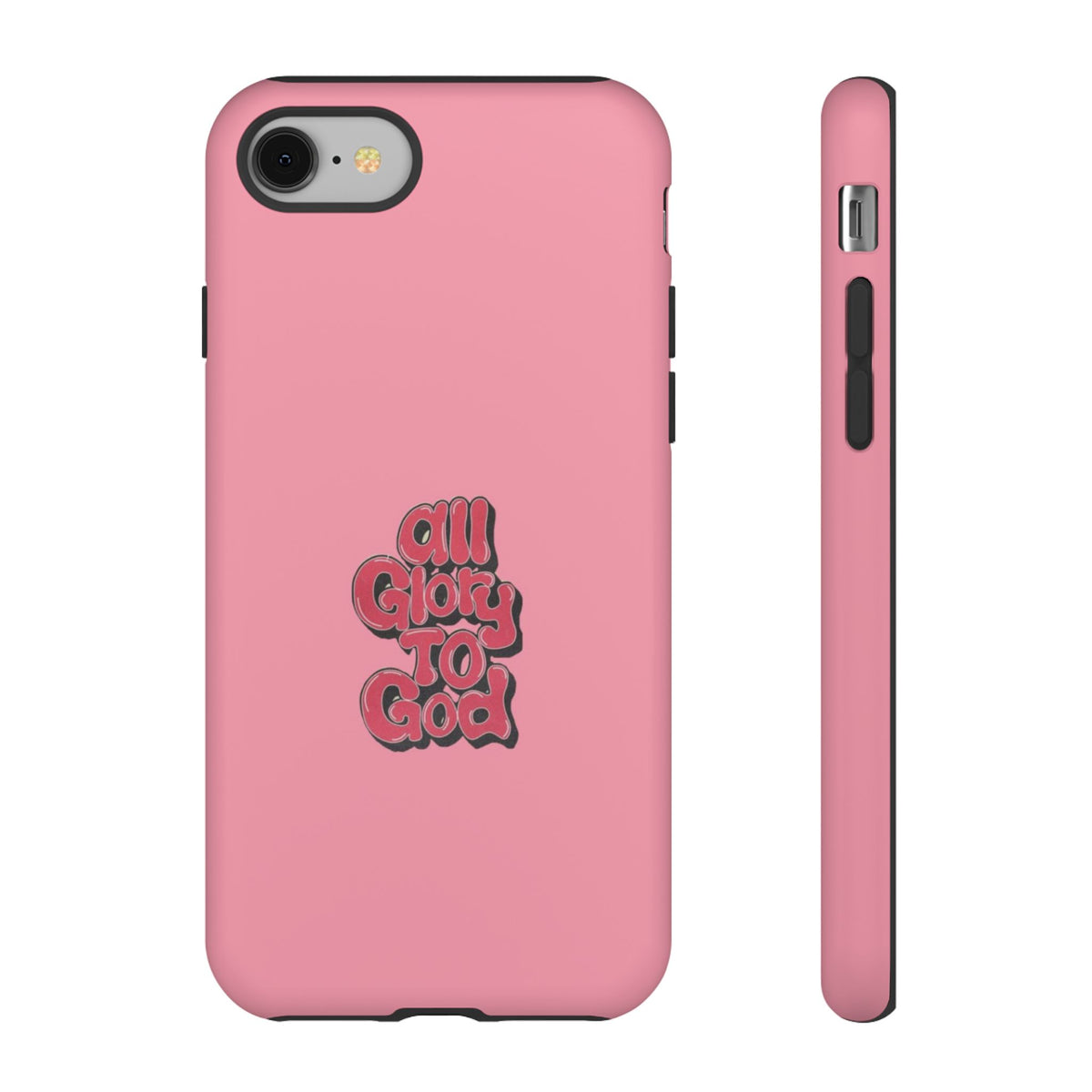 Christelijk telefoonhoesje Alle eer aan God roze mat