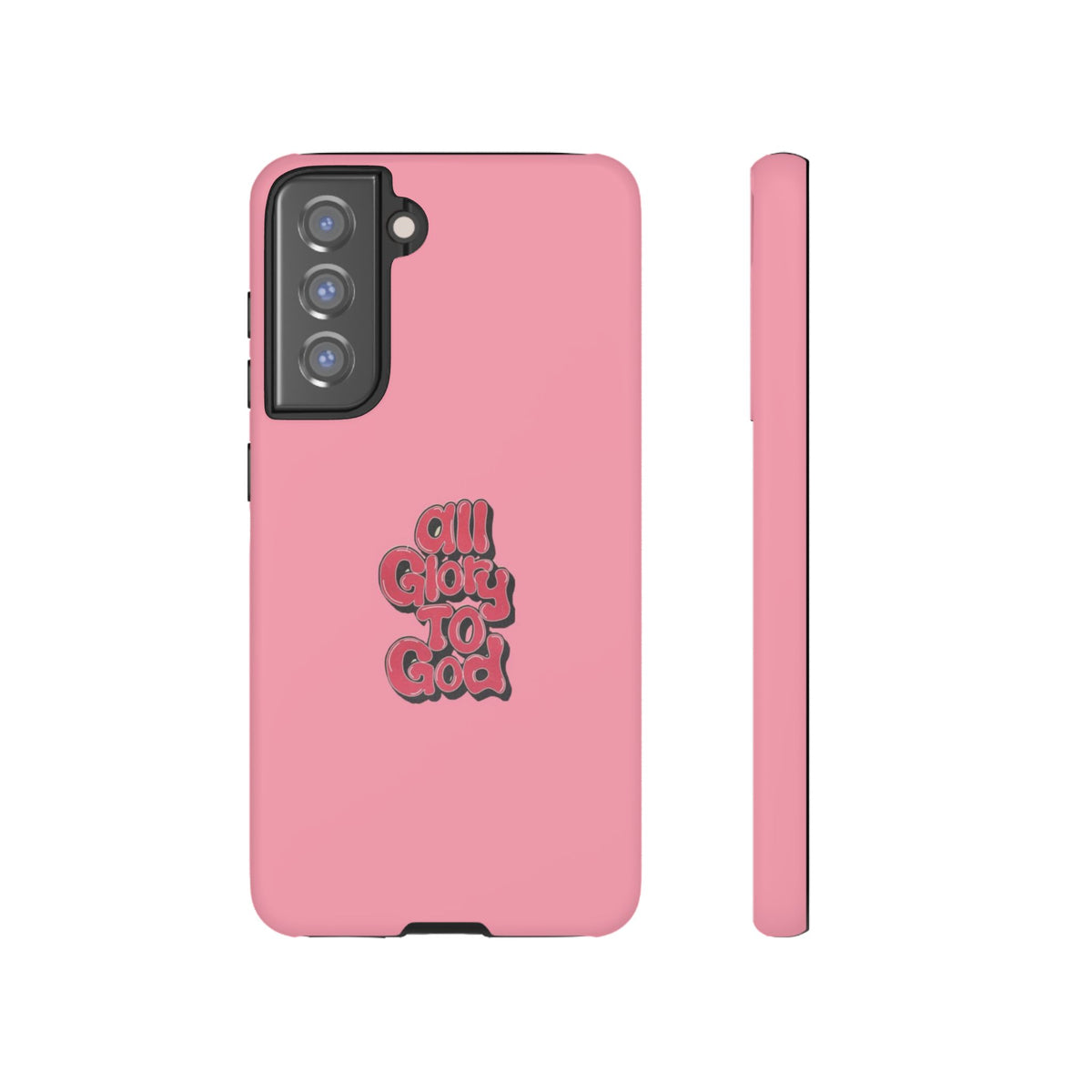Christelijk telefoonhoesje Alle eer aan God roze mat