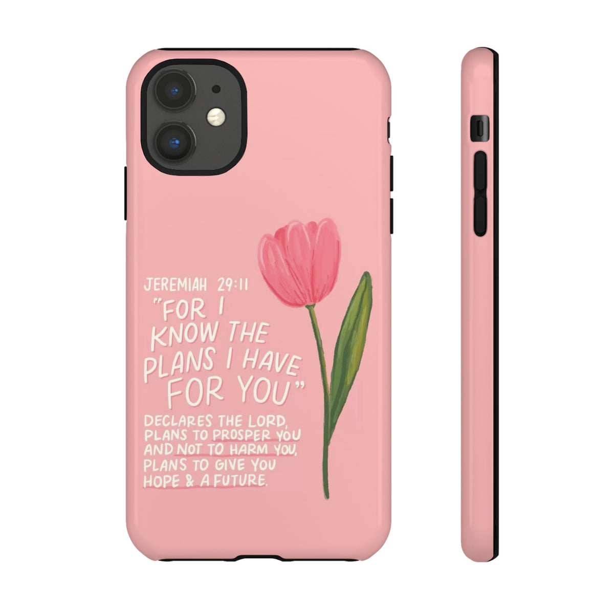 Christelijk telefoonhoesje Ik ken de plannen roze mat