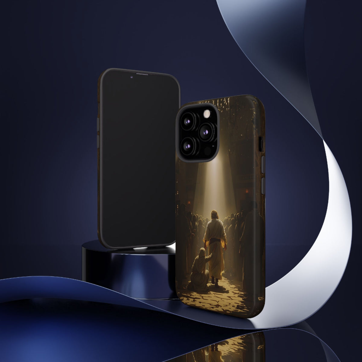 Christelijk telefoonhoesje Aangeraakt door geloof bruin mat