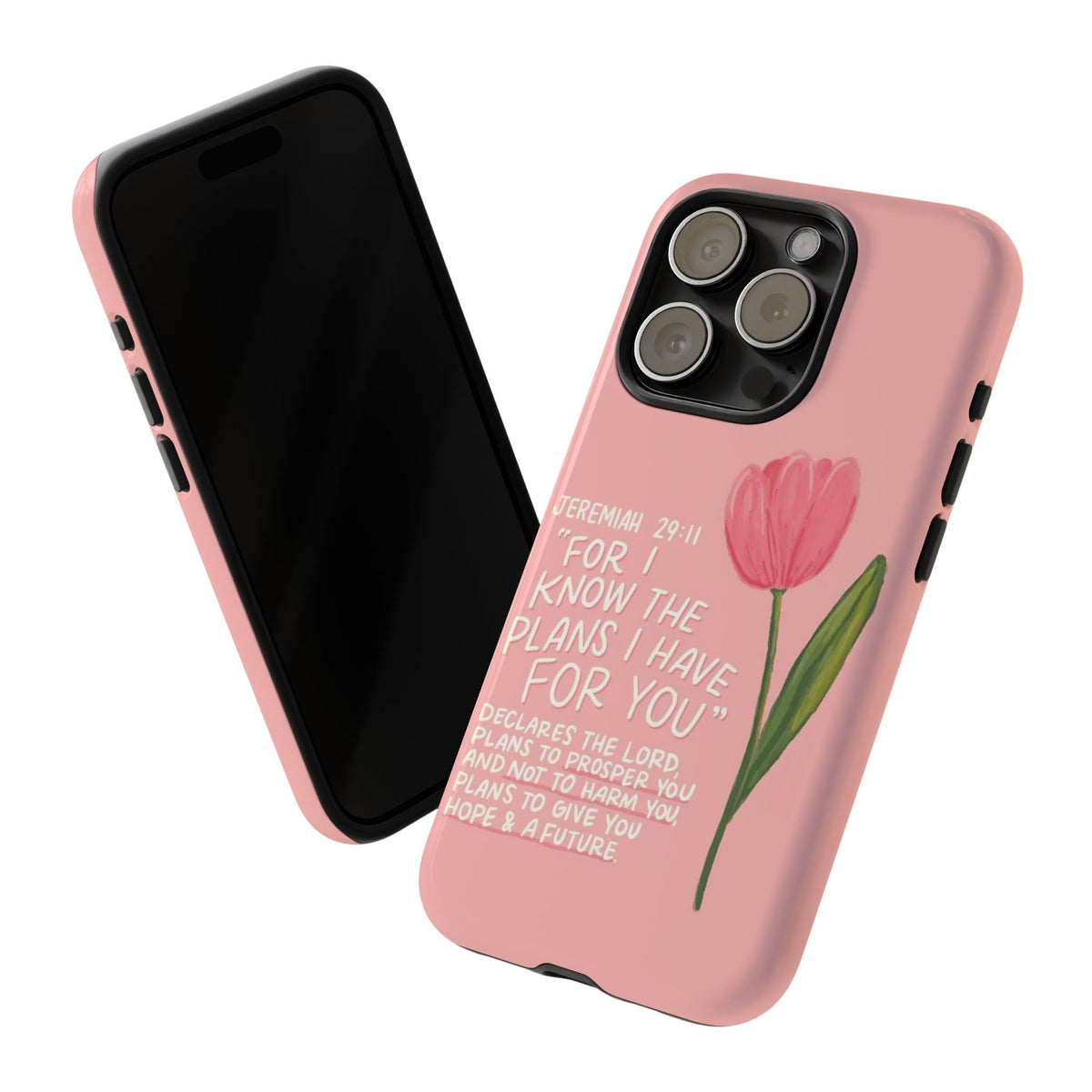 Christelijk telefoonhoesje Ik ken de plannen roze mat