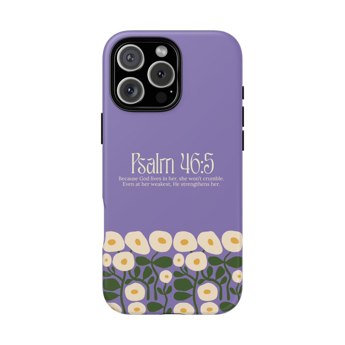 Christelijk telefoonhoesje God woont in haar lila mat
