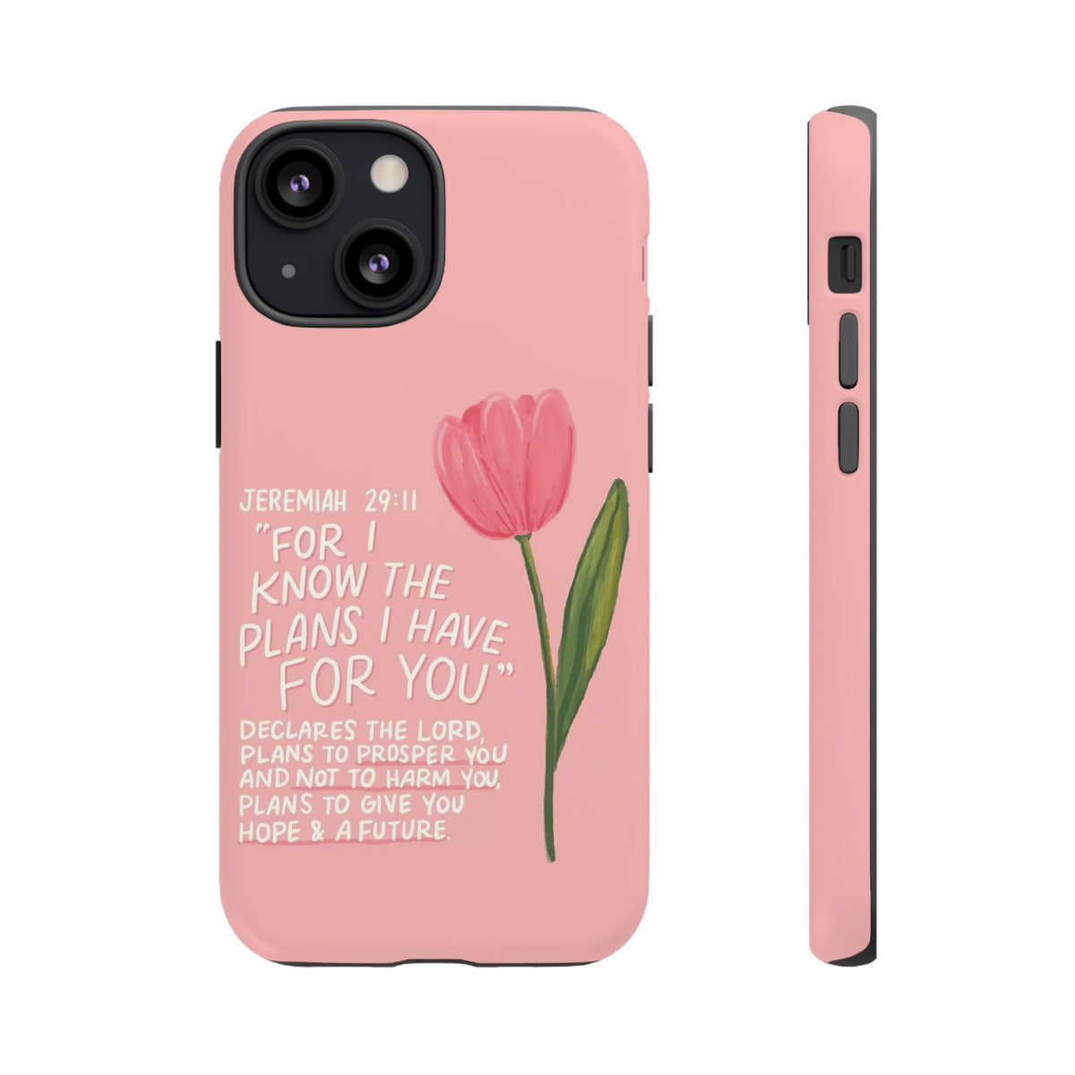 Christelijk telefoonhoesje Ik ken de plannen roze mat