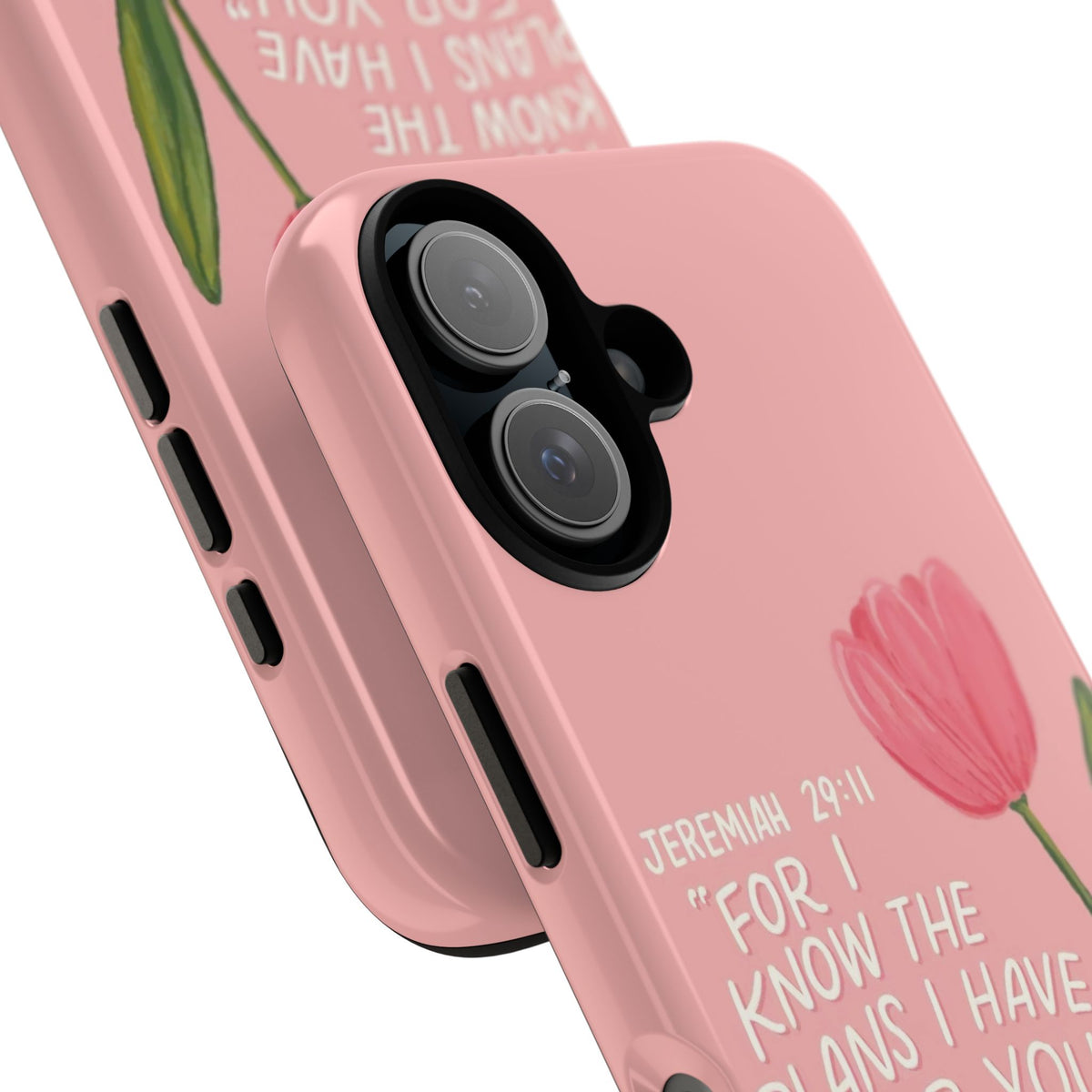 Christelijk telefoonhoesje Ik ken de plannen roze mat