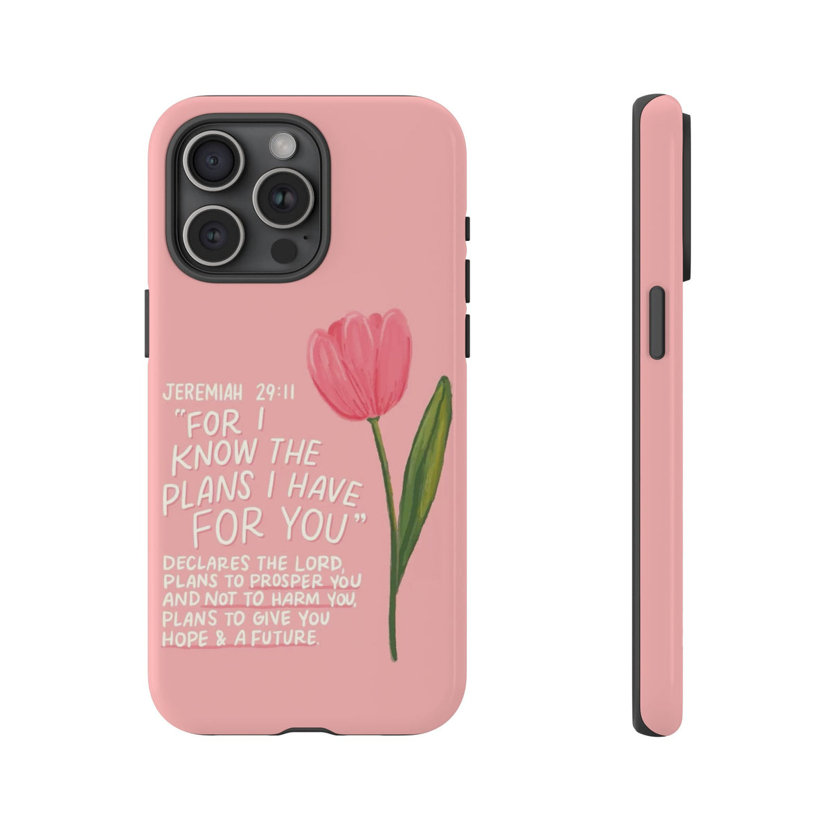 Christelijk telefoonhoesje Ik ken de plannen roze mat