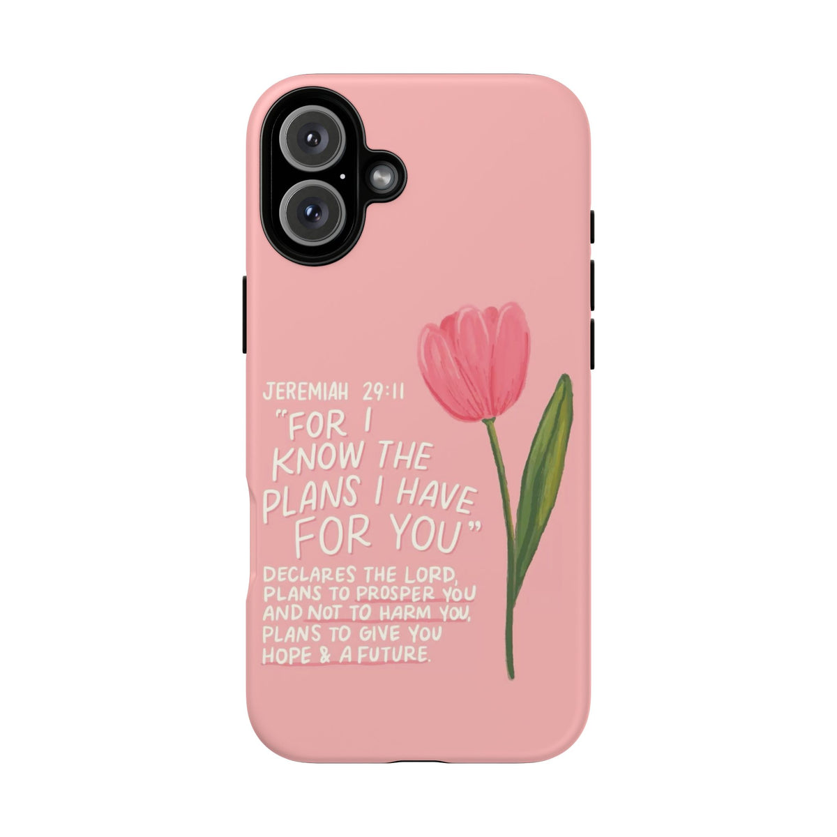 Christelijk telefoonhoesje Ik ken de plannen roze mat