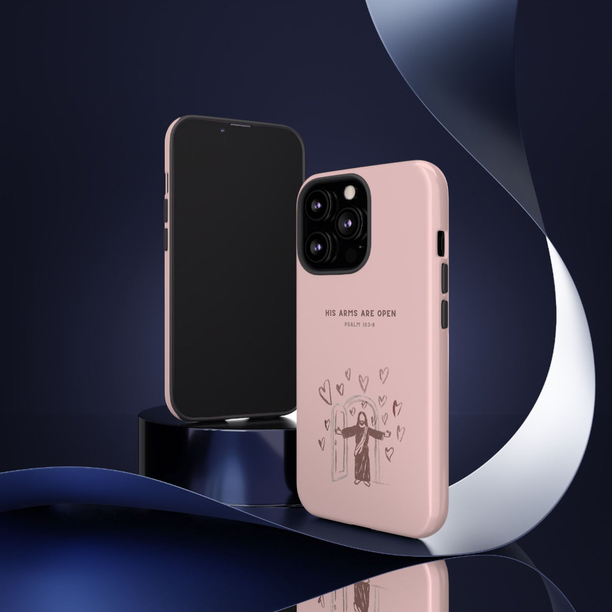 Christelijk telefoonhoesje Zijn armen staan open roze mat