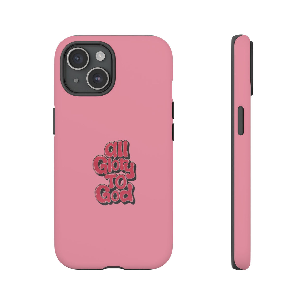 Christelijk telefoonhoesje Alle eer aan God roze mat