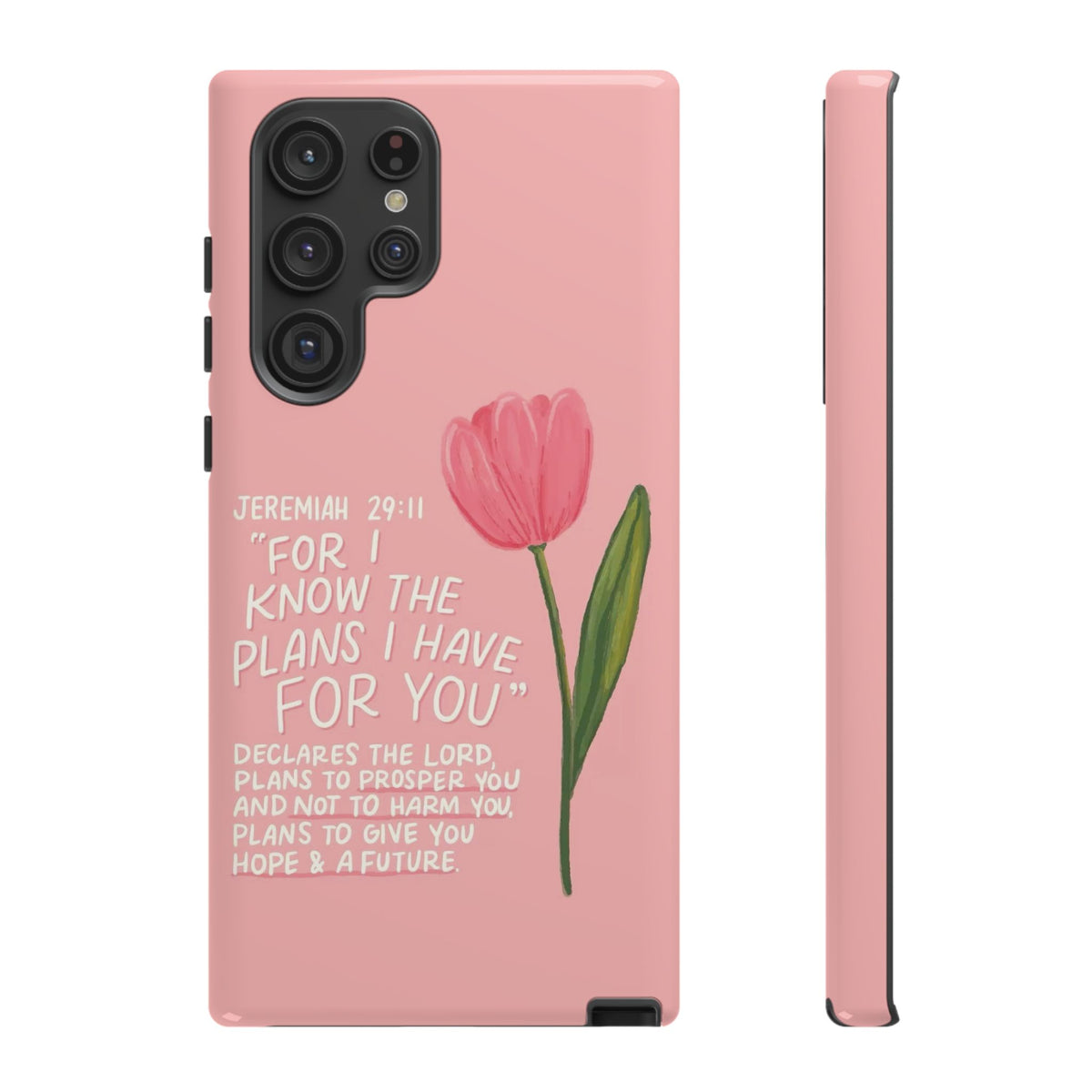 Christelijk telefoonhoesje Ik ken de plannen roze mat
