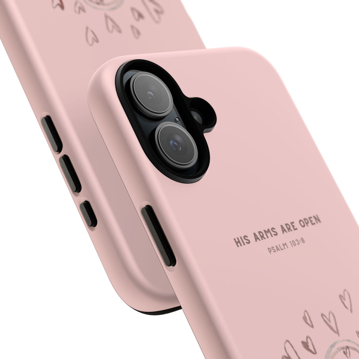 Christelijk telefoonhoesje Zijn armen staan open roze mat